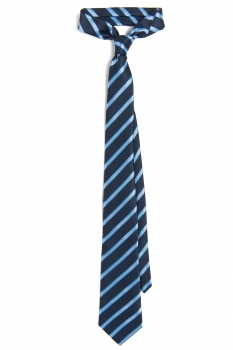 Cravata poliester tesut bleumarin cu dungi