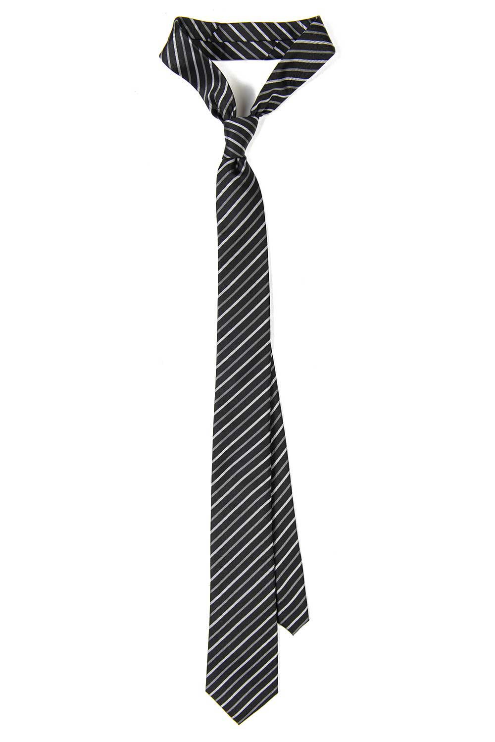 Cravata matase tesuta neagra dungi 0